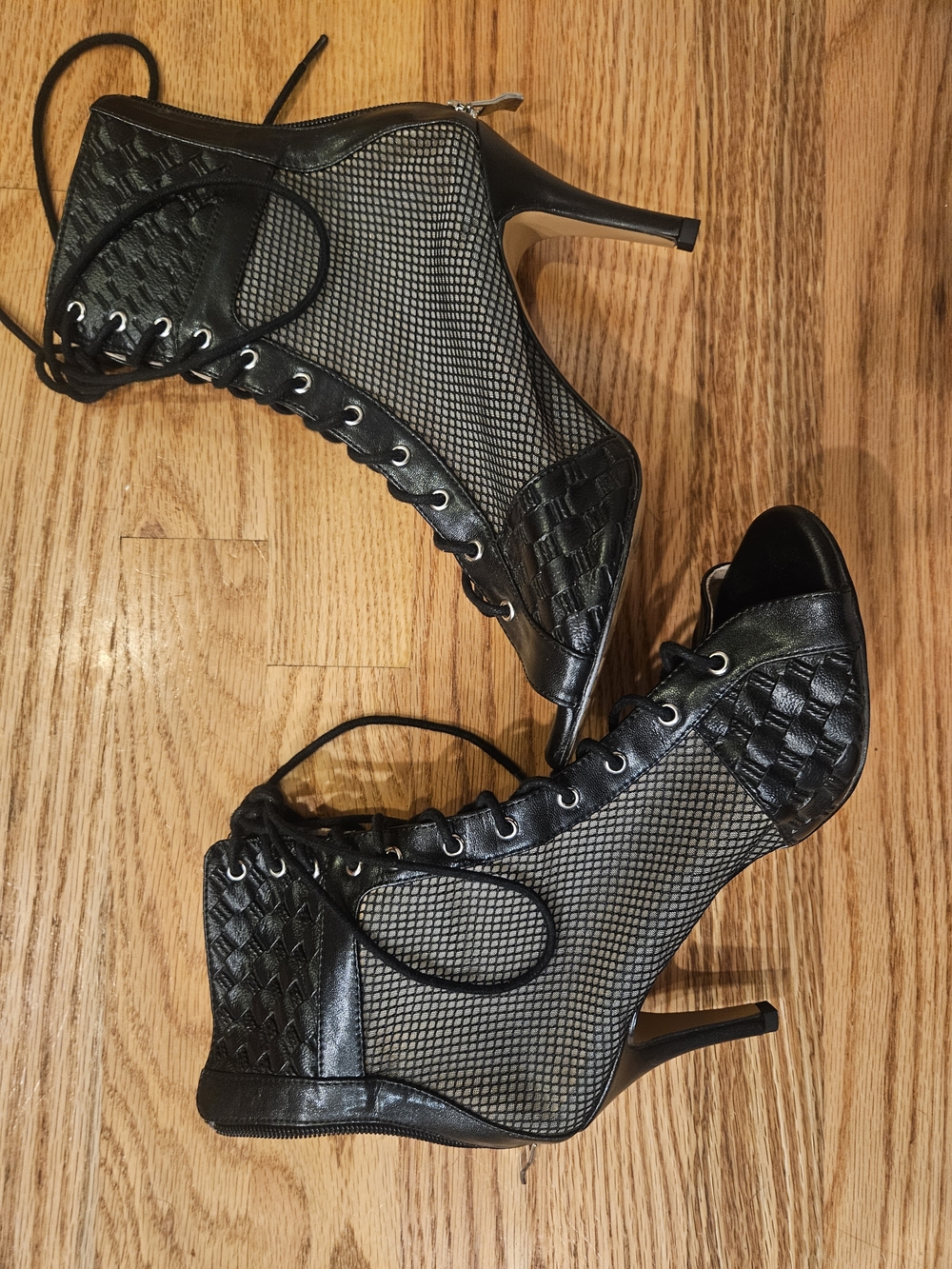 Burju Jezebel Open Toe Lace Up Mesh Ankle Boots, Size 9, Street Sole - Picture 3 of 5